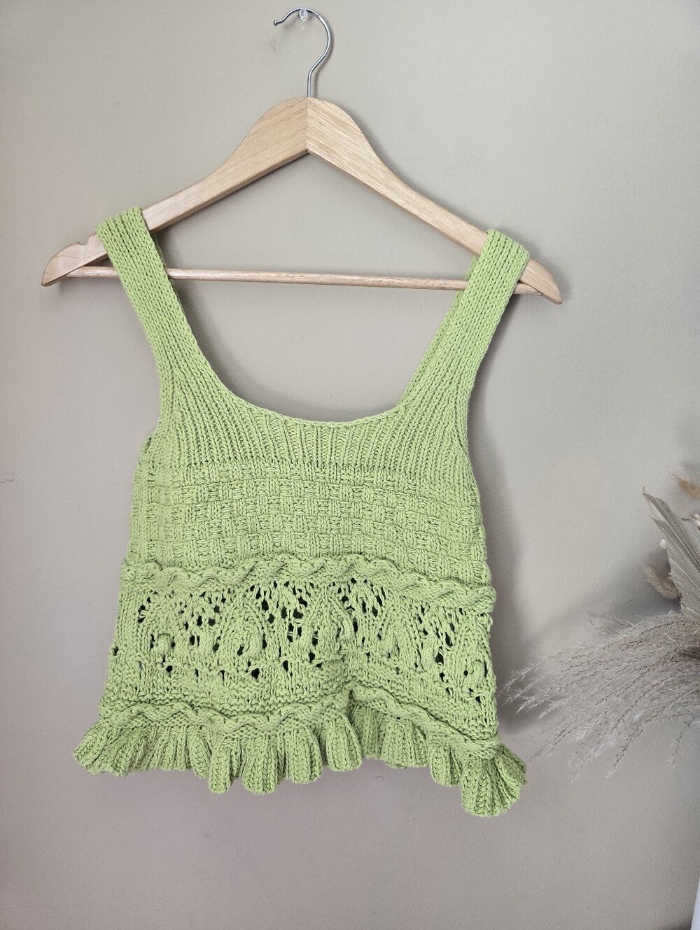 Zara Light Green Knit Tank Top Size Small - Picture 2 of 4